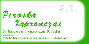 piroska kapronczai business card